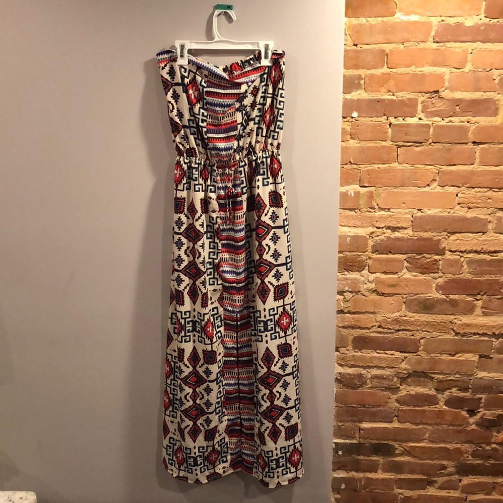 Aztec print maxi dress with slit